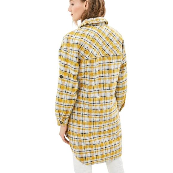 SUMMUM Woman Dutch Brand Thick Button Down Yellow Plaid Shacket Size Small EUC - Picture 2 of 7